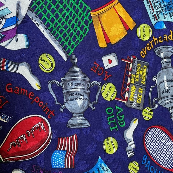 Vintage Nicole Miller Silk Scarf 42" US Open Tennis Collectible 1992 Rare - Picture 4 of 16